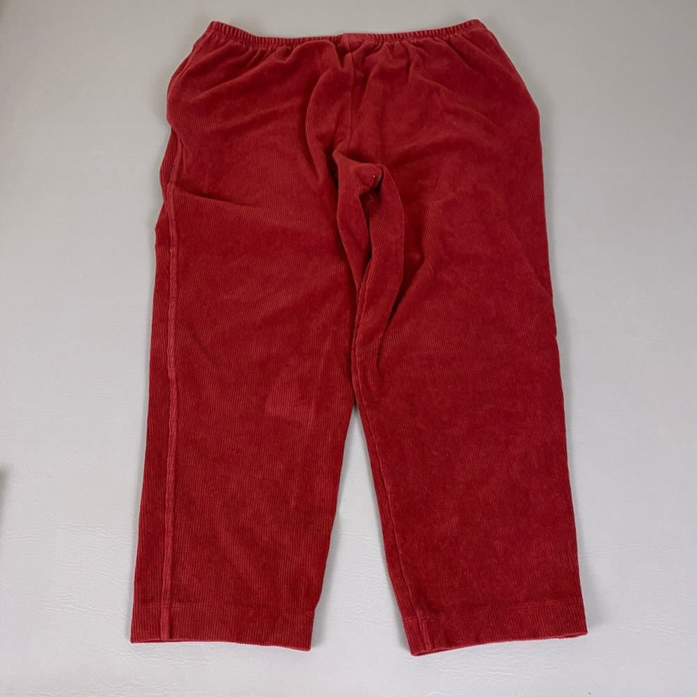 Lands End Red Corduroy Pull On Pants Womens 1X 16W-18W Petite Stretch Straight - Picture 10 of 11